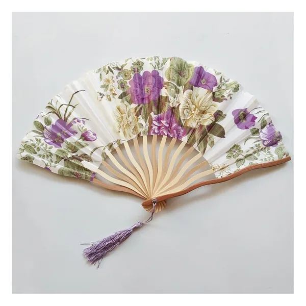 Abanico dragón de bambú personalizado, satén turquesa floral — diseño de stock 6
