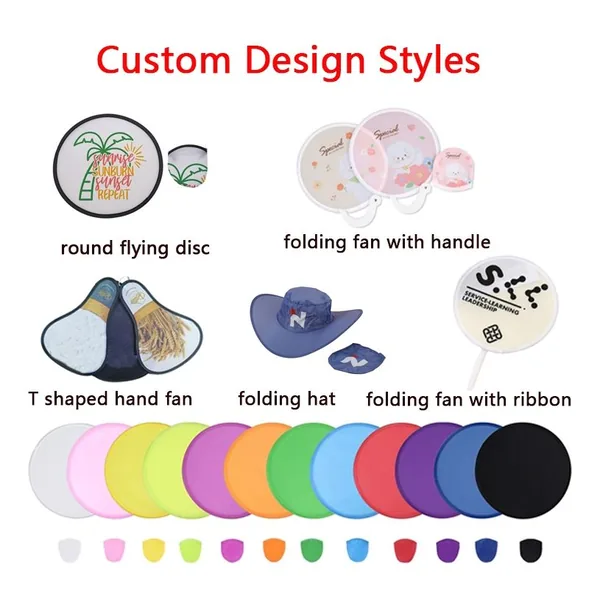 Abanico disco plegable personalizado, nailon, todo color — diseño de stock 5
