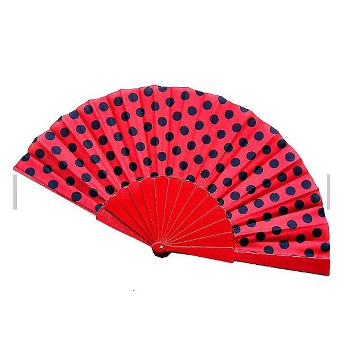 Abanico flamenco, rojo de lunares negros — personalizado con tu logo