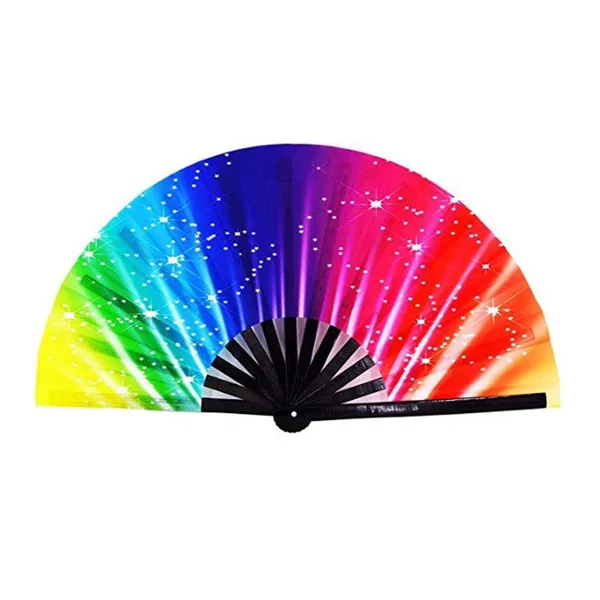 Abanico grande personalizado 33 cm, lunares disco — diseño 2