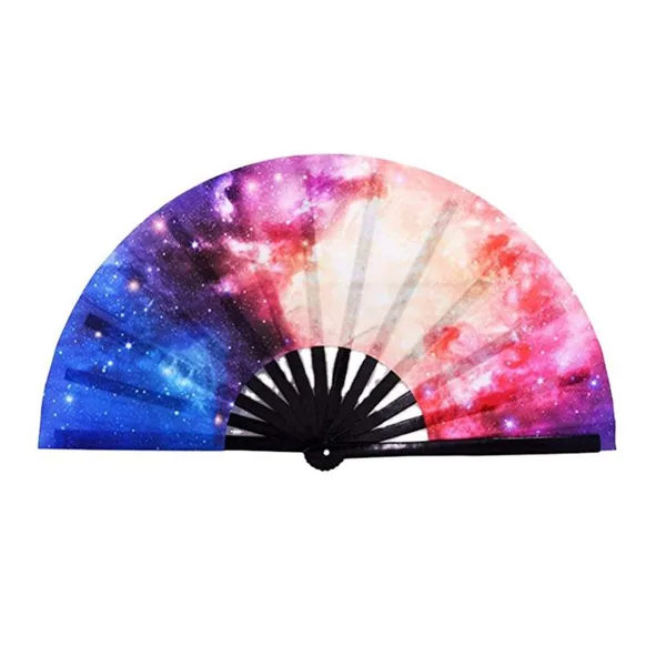 Abanico grande personalizado 33 cm, lunares disco — diseño 3