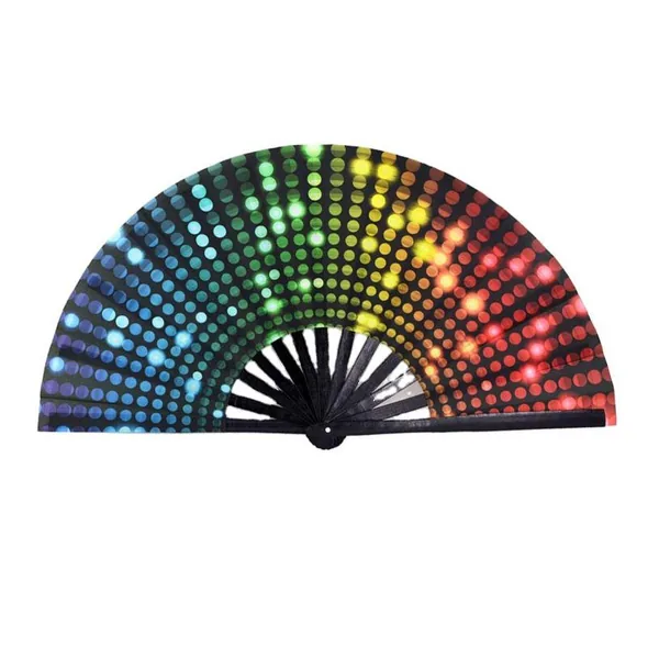 Abanico grande personalizado 33 cm, lunares disco