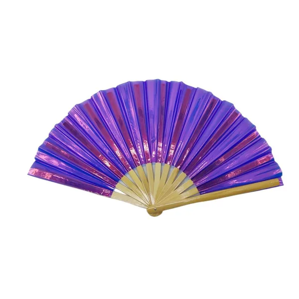 Abanico iridiscente personalizado 33 cm, PVC lima, bambú — diseño 2