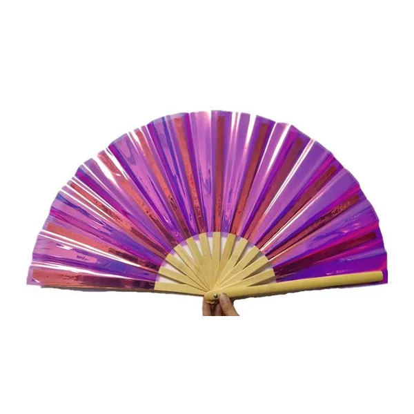 Abanico iridiscente personalizado 33 cm, PVC lima, bambú — diseño de stock 6