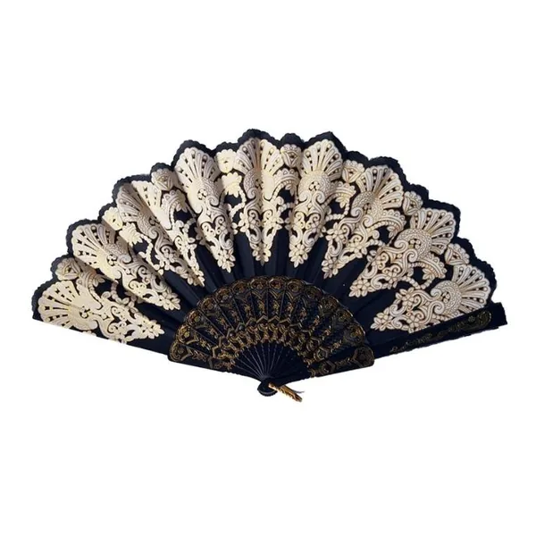 Abanico de lentejuelas personalizado, pavo real azul bordado — diseño de stock 6