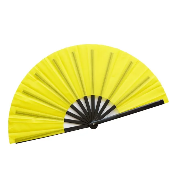 Abanico liso personalizado 33 cm, amarillo, varillas negras