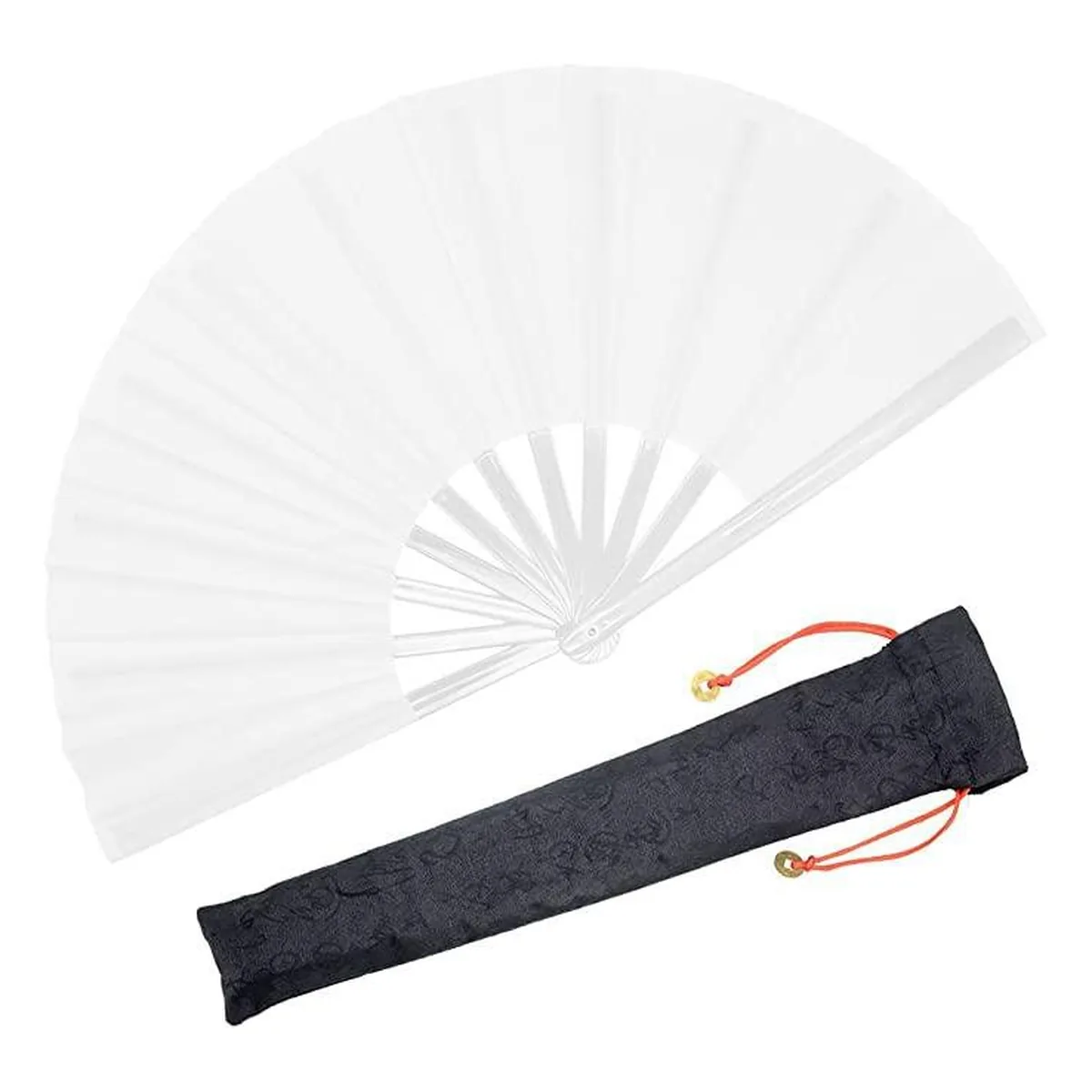 Abanico liso personalizado 33 cm, blanco, con funda — personalizado con tu logo