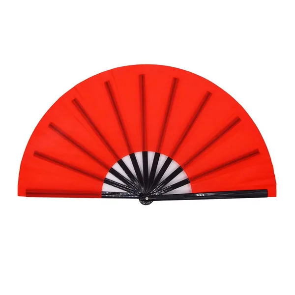 Abanico liso personalizado 33 cm, rojo, varillas negras