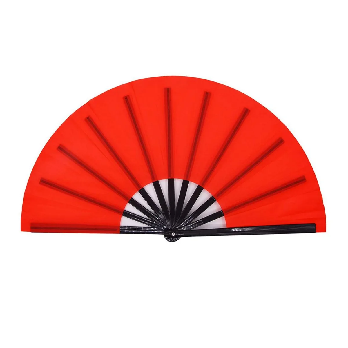 Abanico liso personalizado 33 cm, rojo, varillas negras — personalizado con tu logo