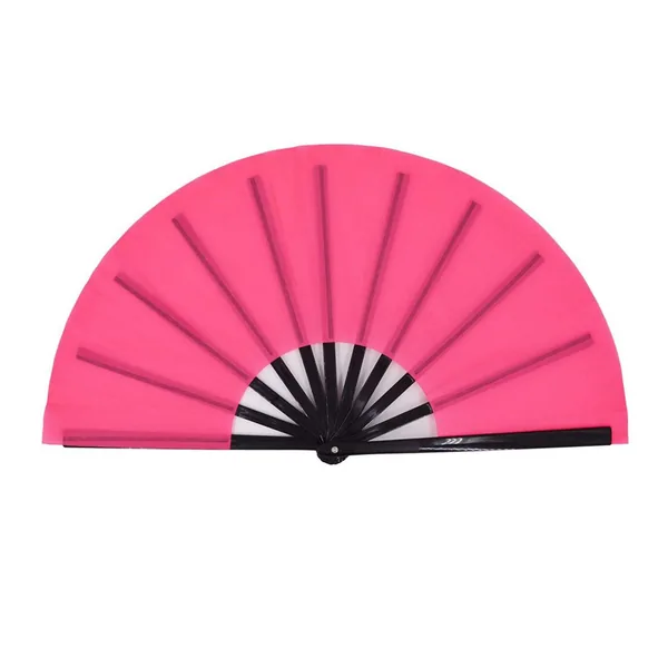 Abanico liso personalizado 33 cm, rosa, varillas negras
