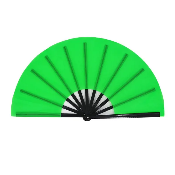 Abanico liso personalizado 33 cm, verde, varillas negras