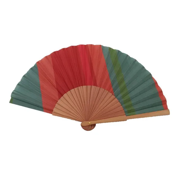 Abanico de madera pintado a mano, botánico, varillas cobre — diseño 2