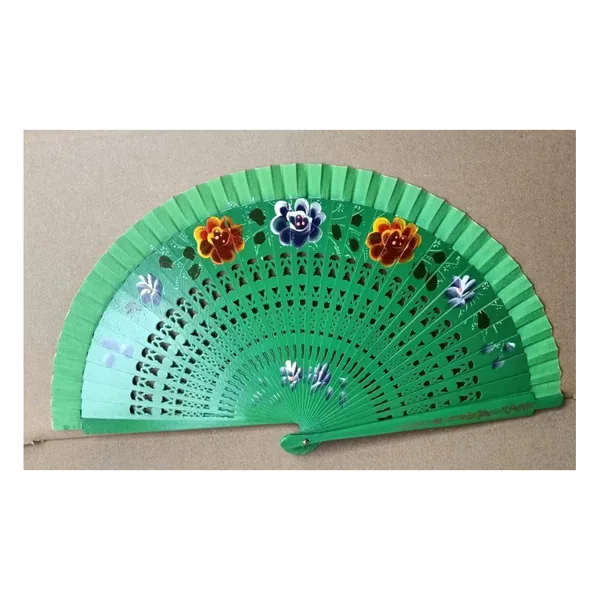 Abanico de madera calada 23 cm, estampado floral — diseño de stock 5