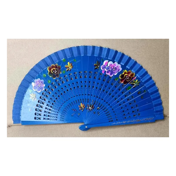 Abanico de madera calada 23 cm, estampado floral — diseño de stock 6