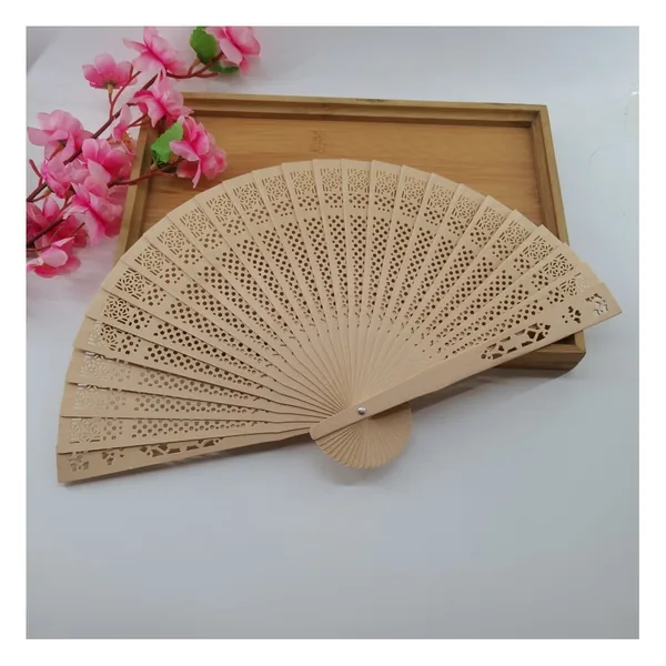 Abanico de madera calada personalizado, palas talladas — diseño 4