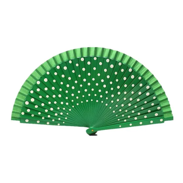 Abanico de madera impreso personalizado, floral crema — diseño 2