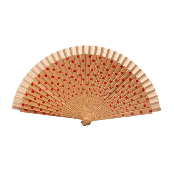 Abanico de madera impreso personalizado, floral crema — diseño 3