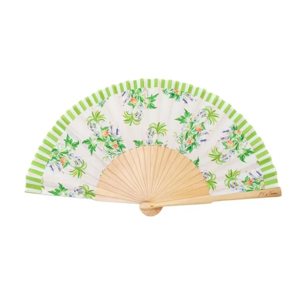 Abanico de madera personalizado, estampado geométrico — diseño 4