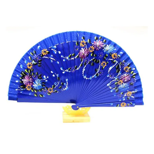 Abanico de madera pintado a mano, flores rojas — diseño de stock 5