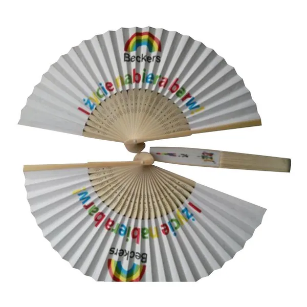 Abanico de papel personalizado, impresión a dos caras, bambú — diseño 3