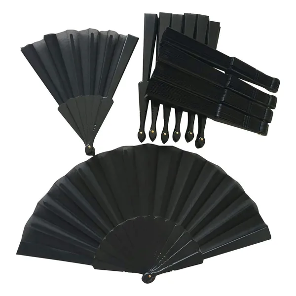 Abanico de papel negro personalizado 42 cm, con bolsita — diseño 4