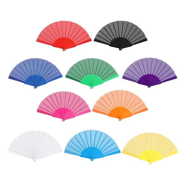 Abanico de plástico personalizado 23 cm, 12 colores lisos — diseño 4