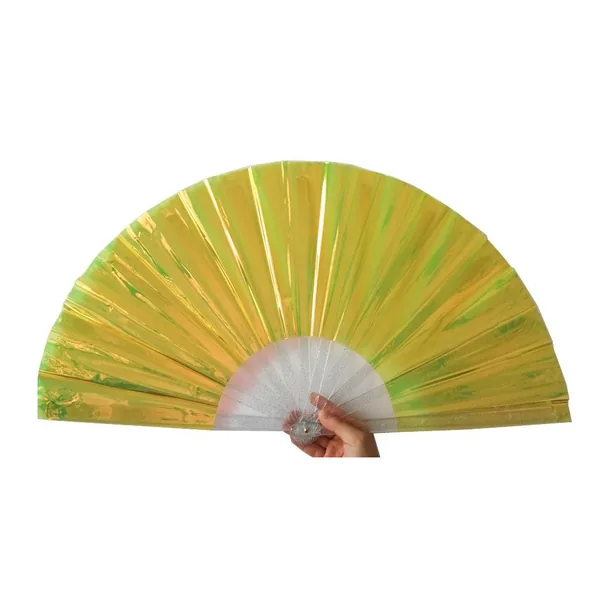 Abanico de PVC personalizado 33 cm, lila perla, purpurina — diseño 2