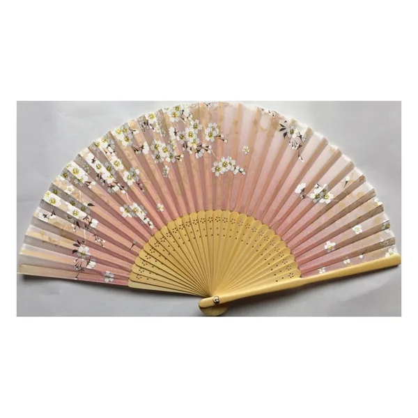 Abanico de seda natural personalizado, rosa flor de cerezo